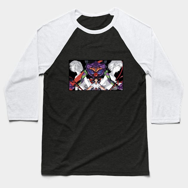 Evangelion-Poster Baseball T-Shirt by Koburastyle